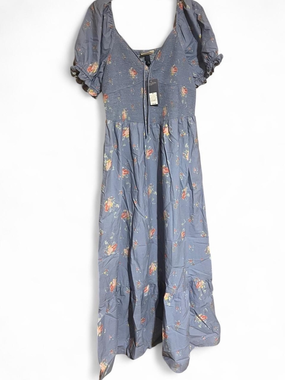 Universal Thread Blue Floral Puff-Sleeve Maxi Dress